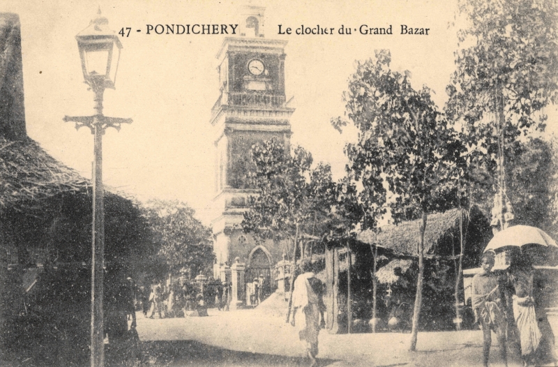 08-07 - Pondichery - clocher grand bazar - 2